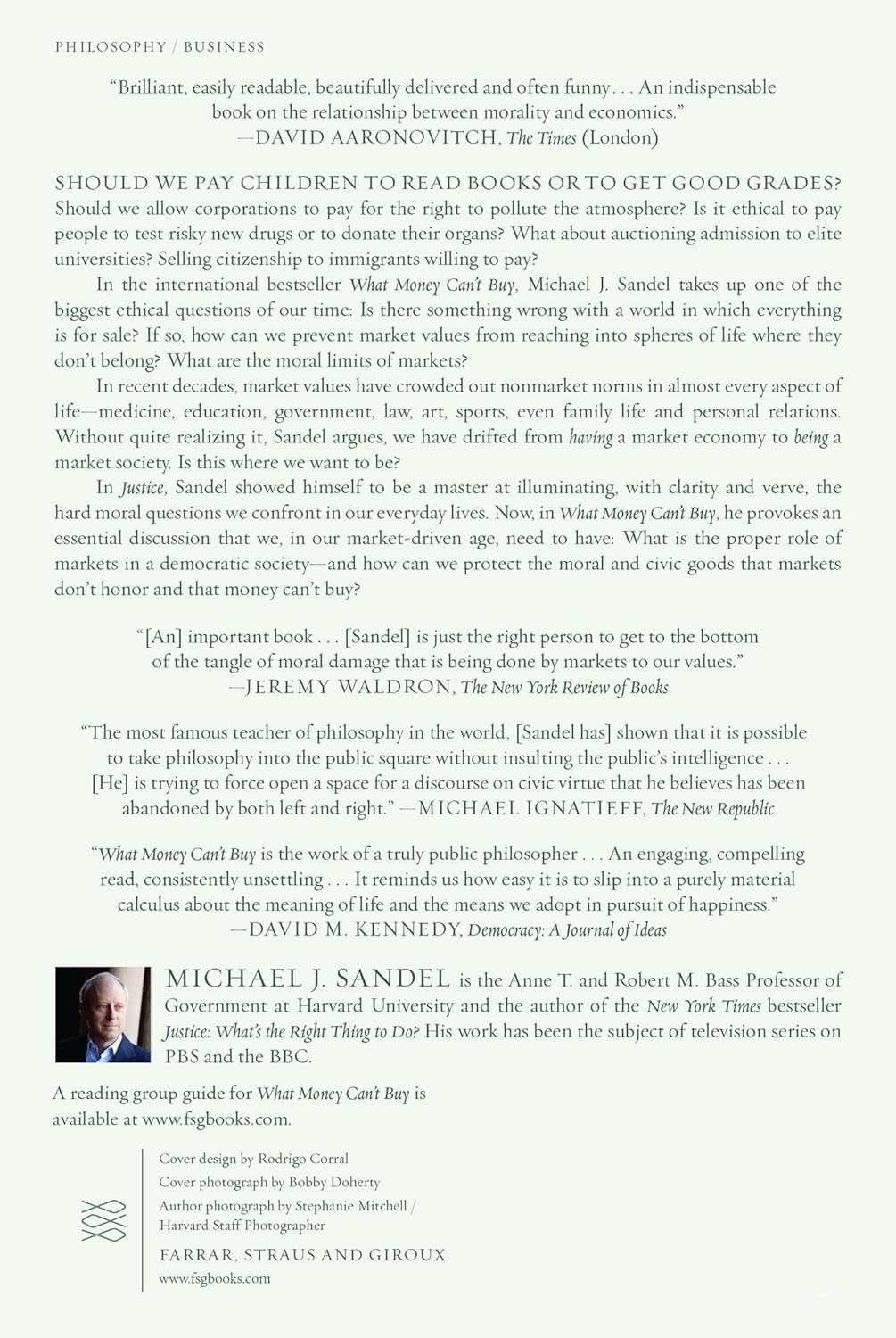 Book review or excerpt with text and a photo of a person on a white background