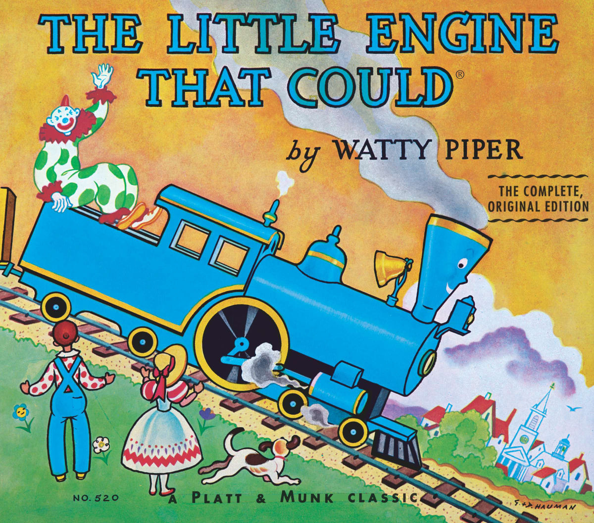 Book cover of 'The Little Engine That Could' by Watty Piper with a blue engine and colorful illustration.