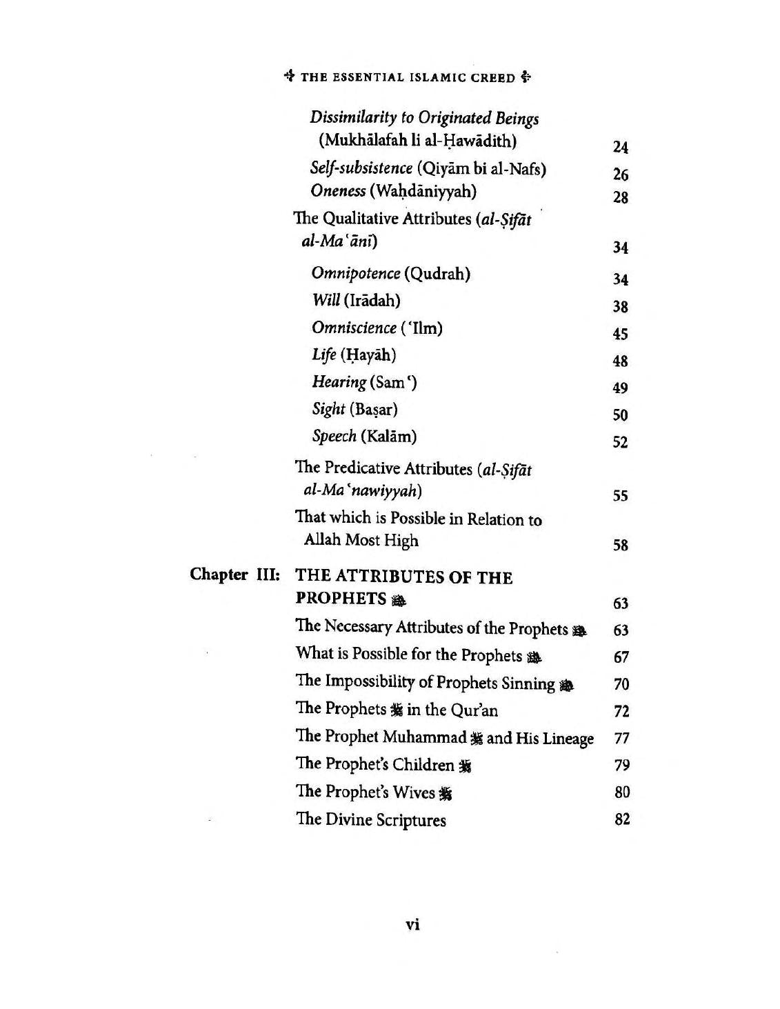 The Essential Islamic Creed - Table of Contents