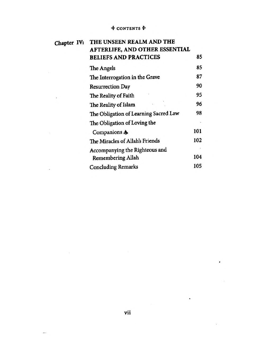 The Essential Islamic Creed - Table of Contents