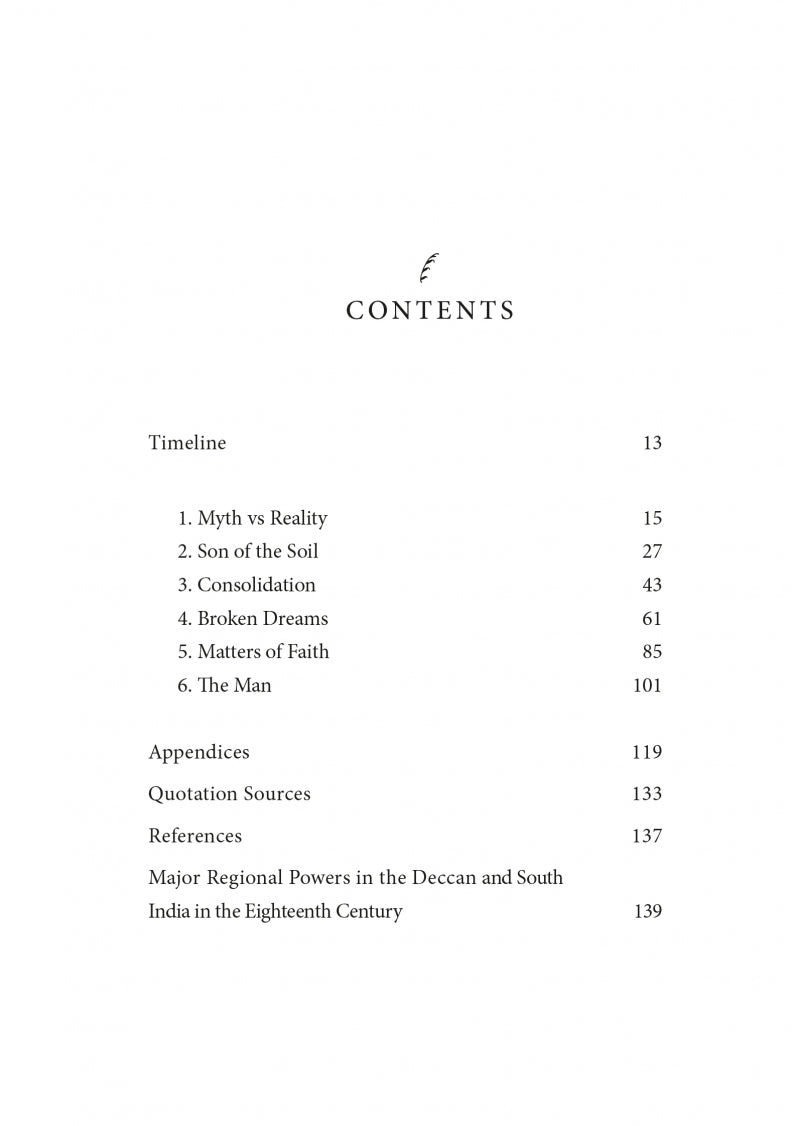 Tiger: The Life of Tipu Sultan - Table of Content