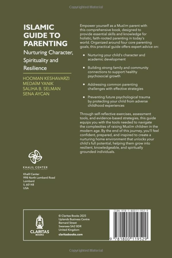 Back cover of the book 'Islamic Guide to Parenting' by Mediam Yanik, Saliha B. Selman, and Sena Aygan, published by Clarity Books.