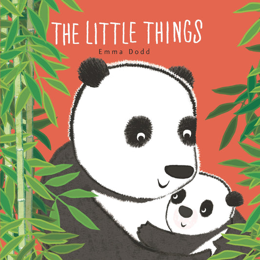 Book cover of 'The Little Things' by Emma Dodd featuring two pandas and bamboo leaves.