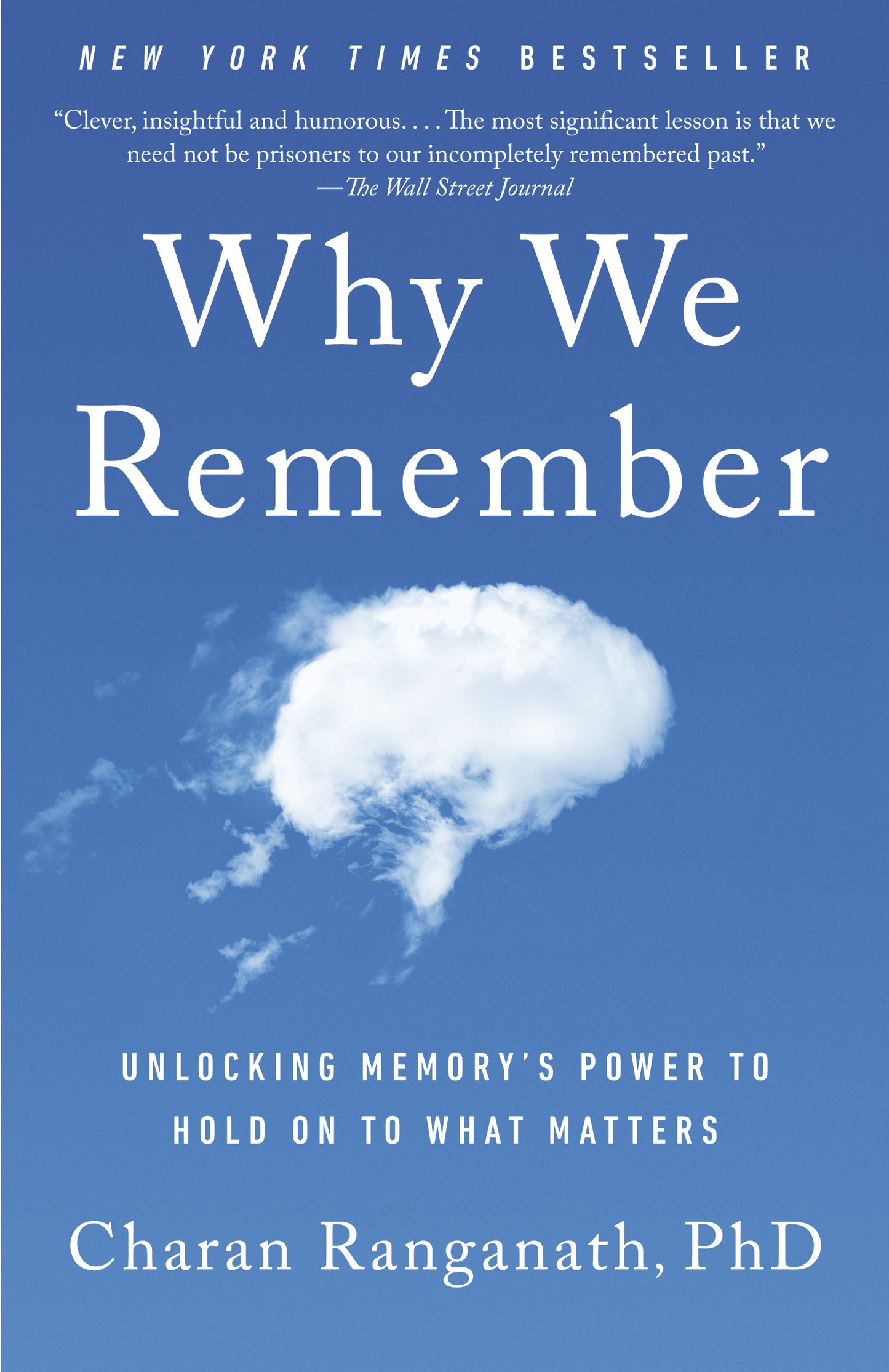 Book cover of 'Why We Remember' with a brain illustration on a blue background