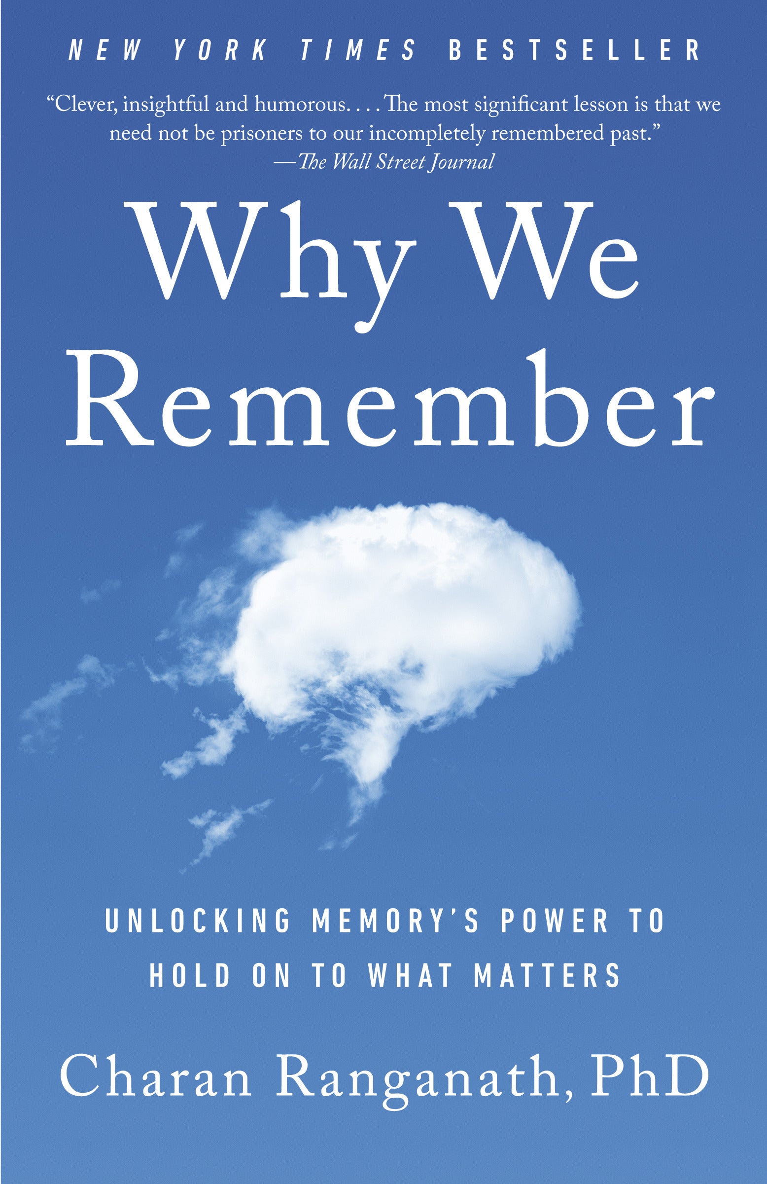 Book cover of 'Why We Remember' with a brain illustration on a blue background