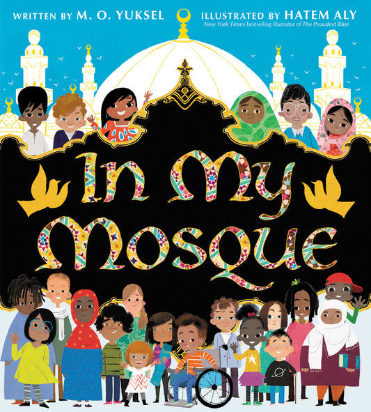 Book cover of 'In my Mosque' with children and a mosque illustration.