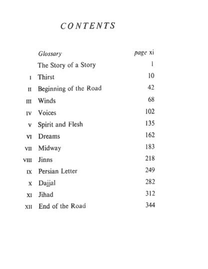 Table of contents for the book "The Road to Mecca" with chapter titles and page numbers.