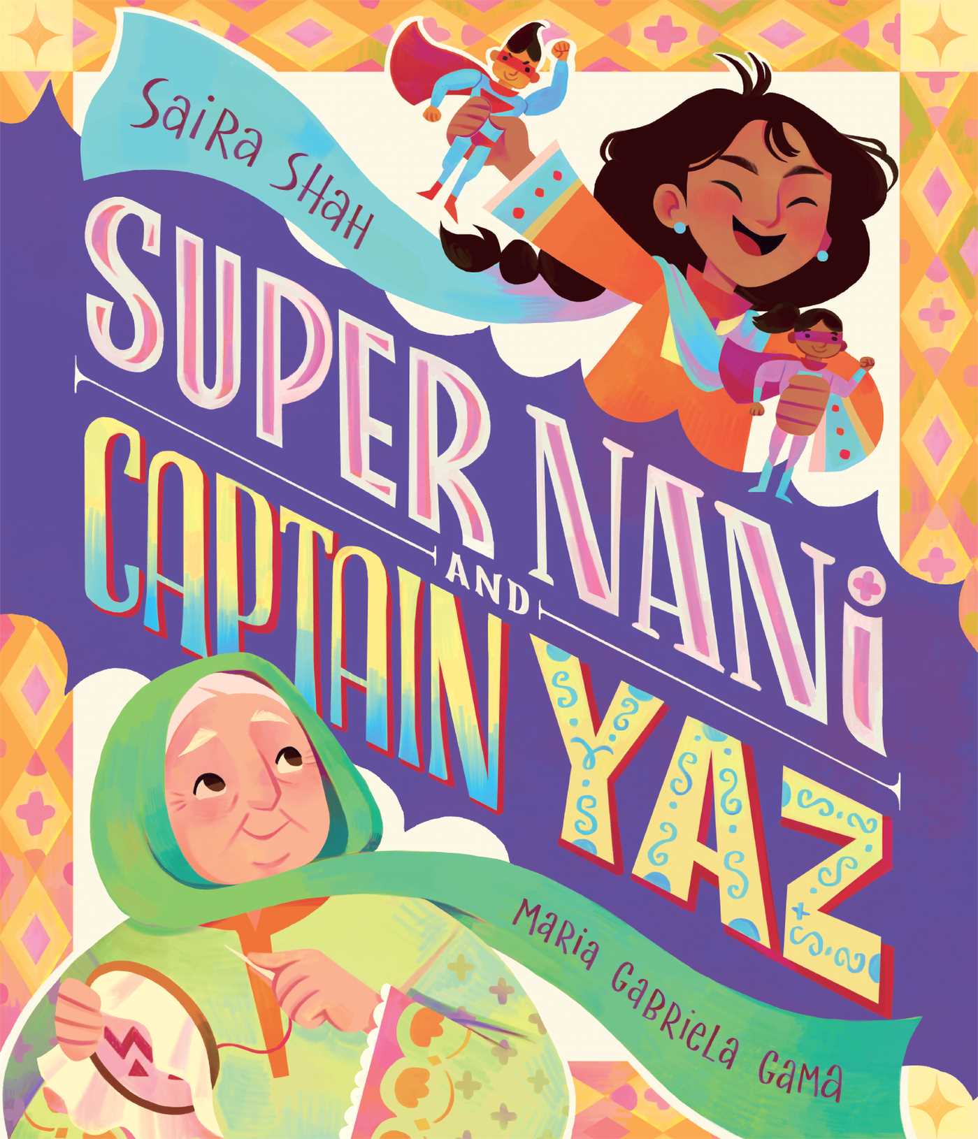 Book cover of 'Super Nani and Captain Yae' with colorful illustrations and text.